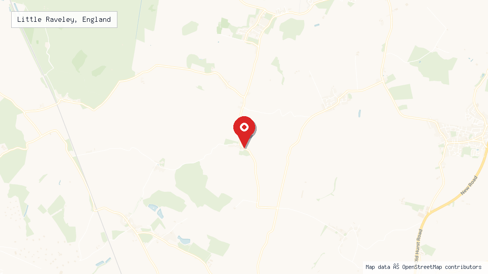 Street map of Little Raveley, England with location pin