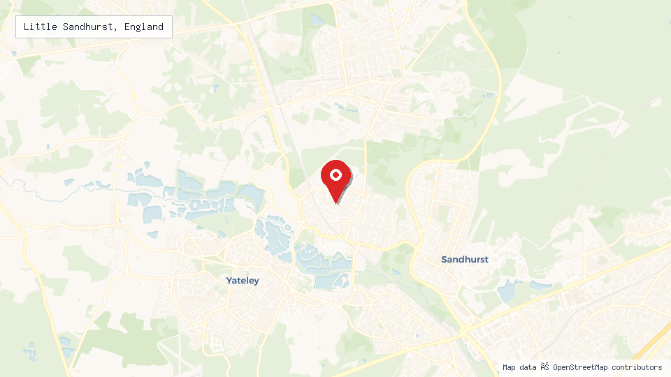Street map of Little Sandhurst, England with location pin