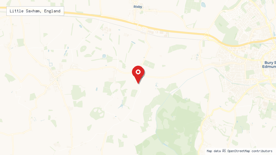 Street map of Little Saxham, England with location pin
