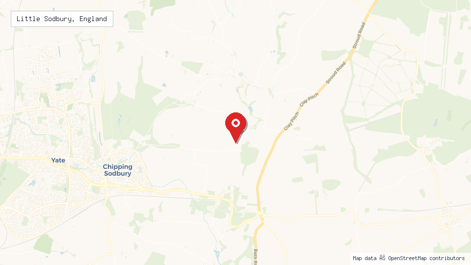 Street map of Little Sodbury, England with location pin