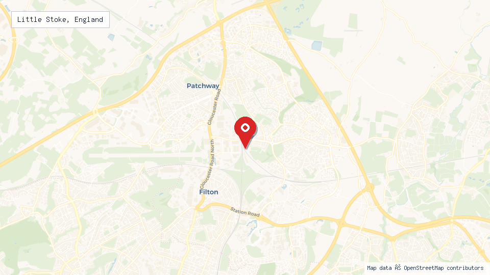 Street map of Little Stoke, England with location pin