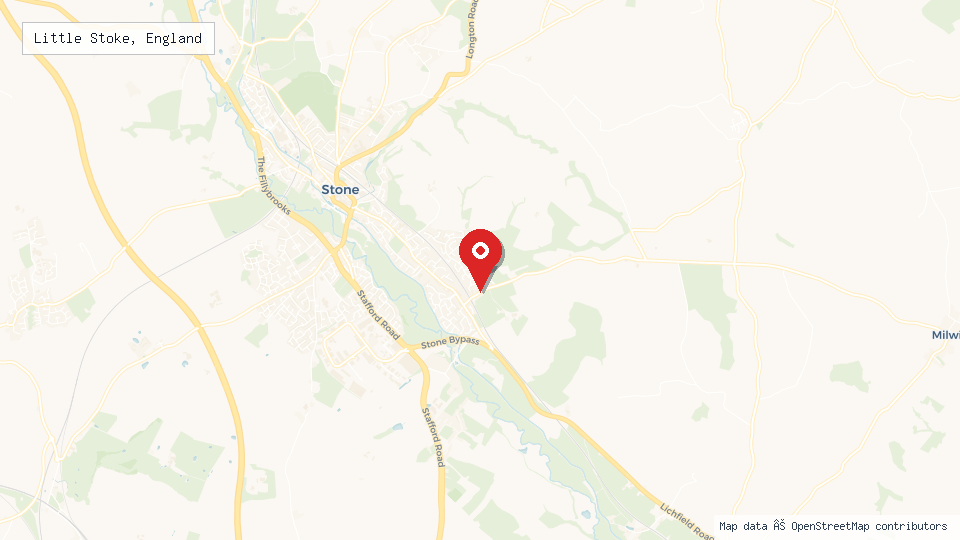 Street map of Little Stoke, England with location pin