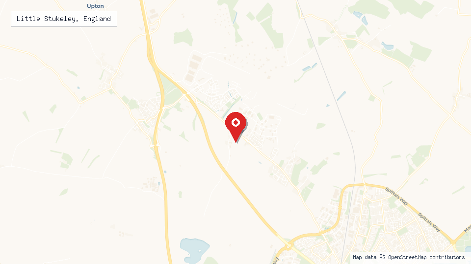 Street map of Little Stukeley, England with location pin