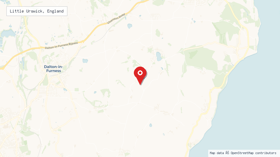 Street map of Little Urswick, England with location pin