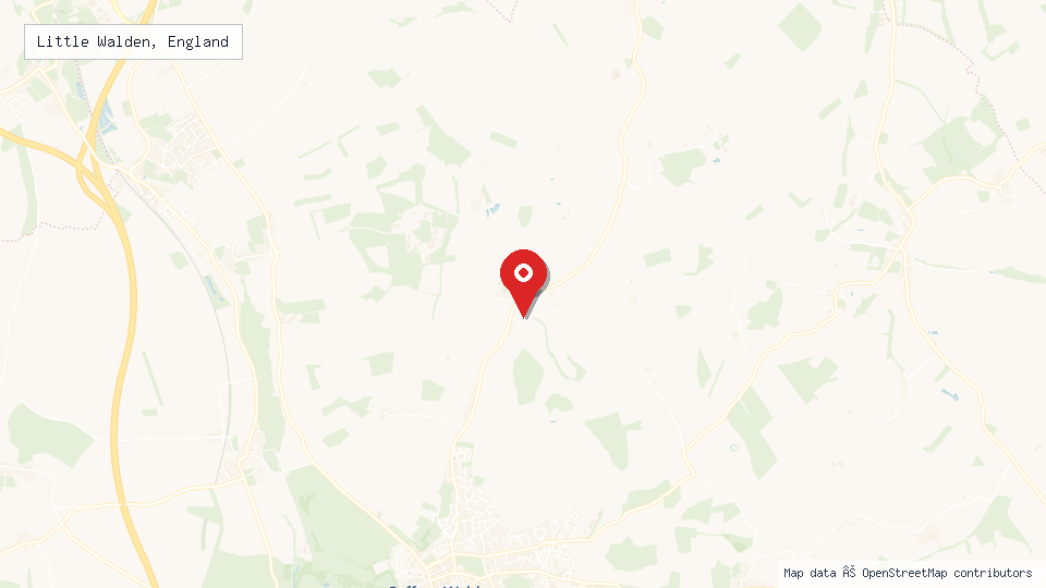 Street map of Little Walden, England with location pin