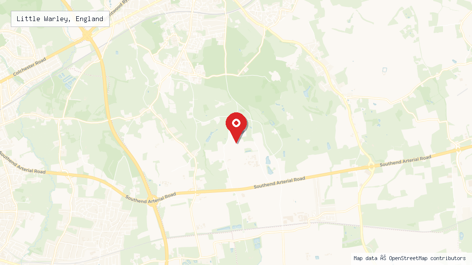 Street map of Little Warley, England with location pin
