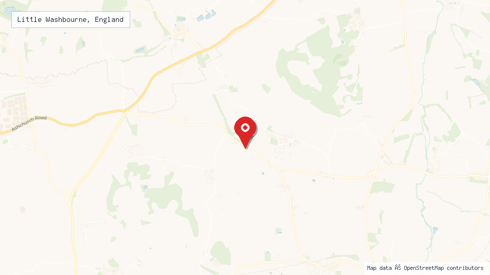 Street map of Little Washbourne, England with location pin