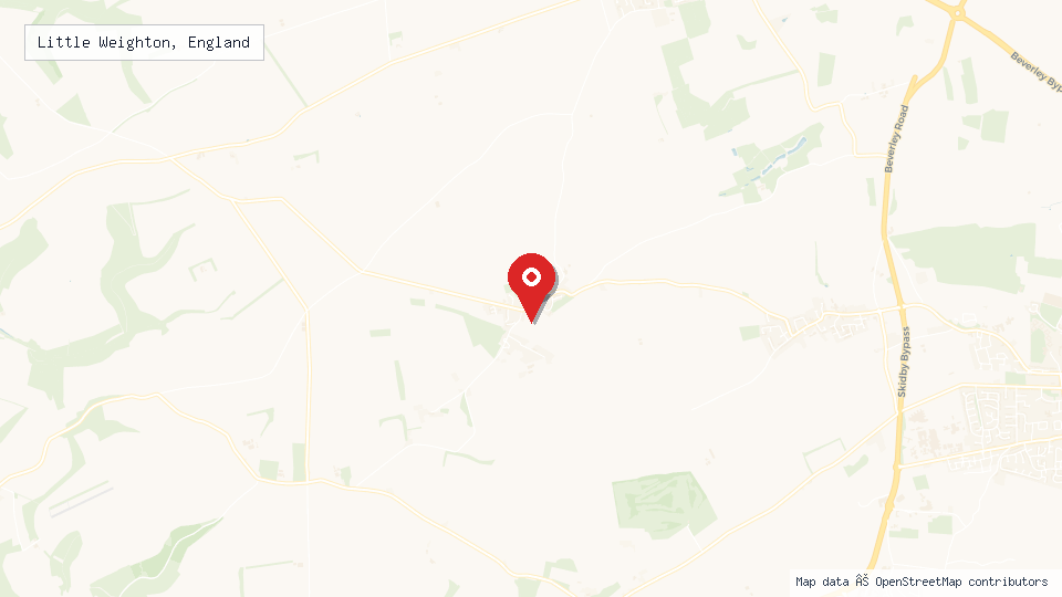 Street map of Little Weighton, England with location pin