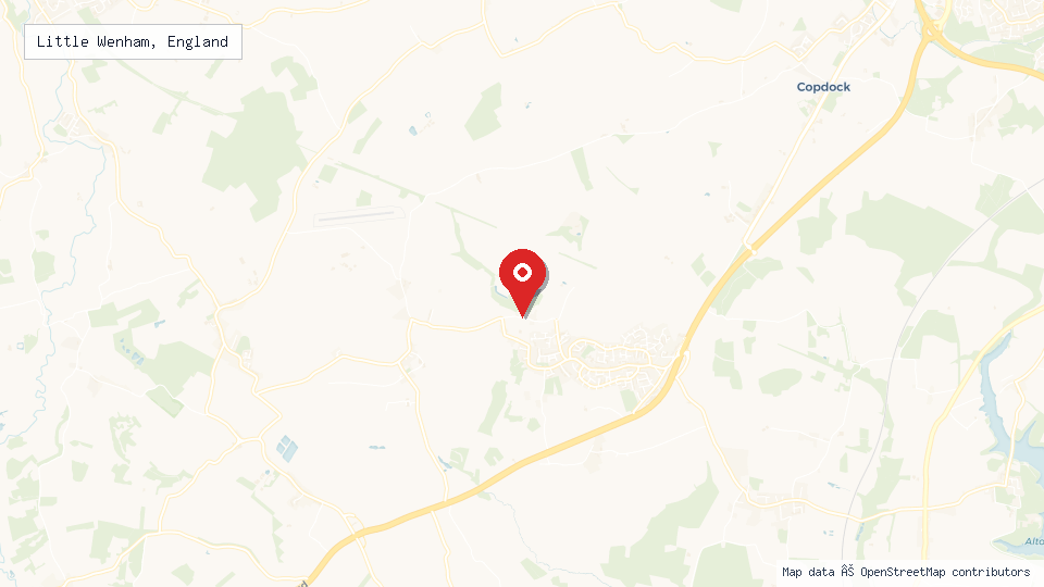 Street map of Little Wenham, England with location pin