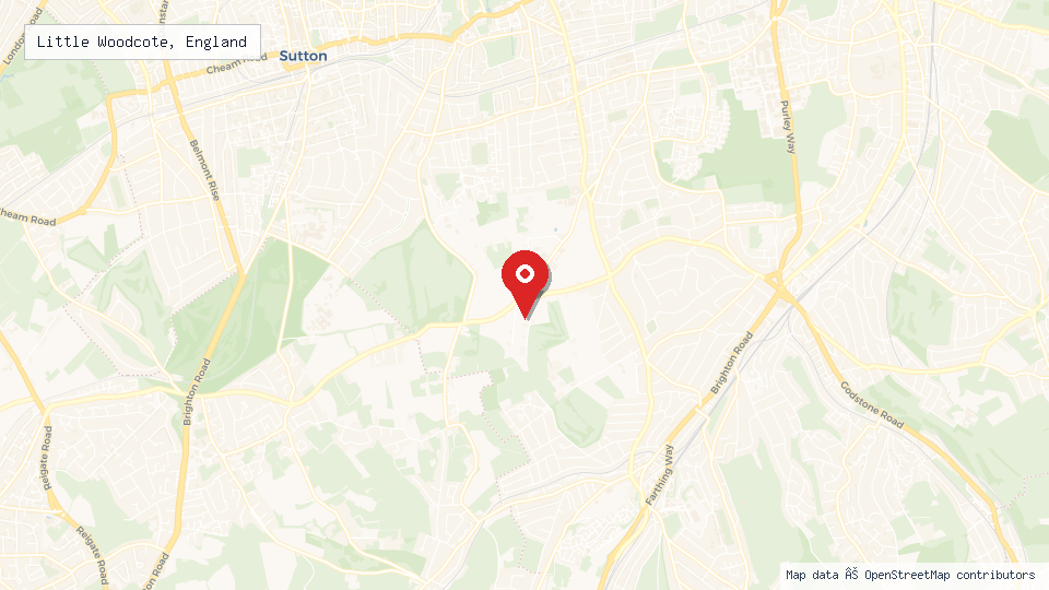 Street map of Little Woodcote, England with location pin