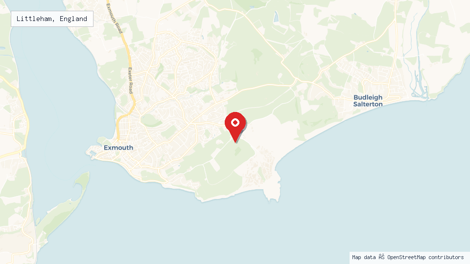 Street map of Littleham, England with location pin