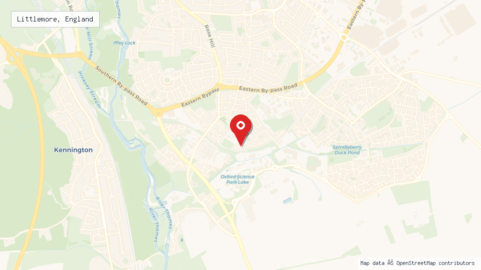 Street map of Littlemore, England with location pin