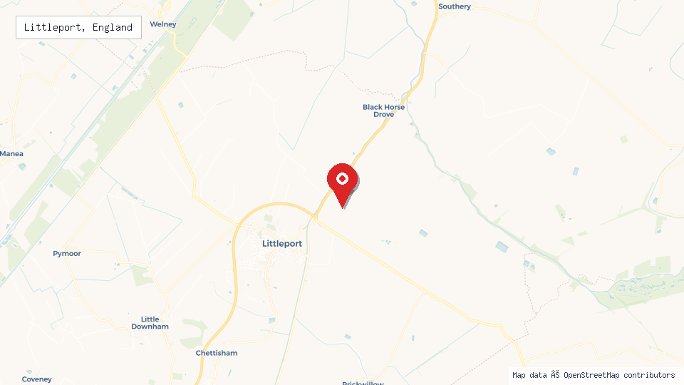 Street map of Littleport, England with location pin