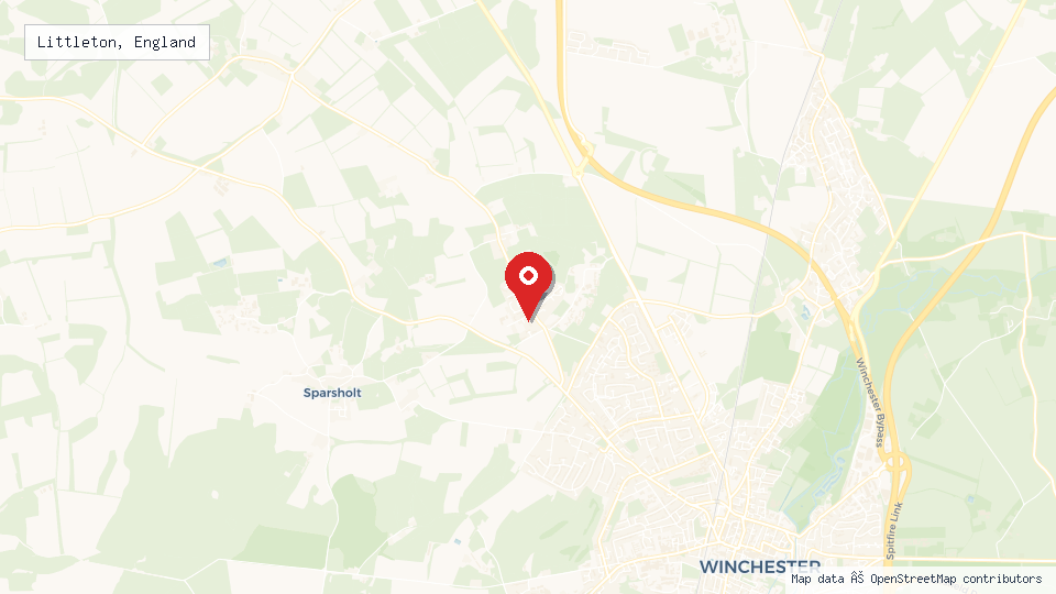 Street map of Littleton, England with location pin