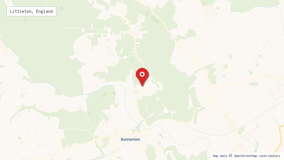 Street map of Littleton, England with location pin