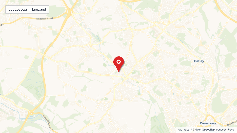 Street map of Littletown, England with location pin