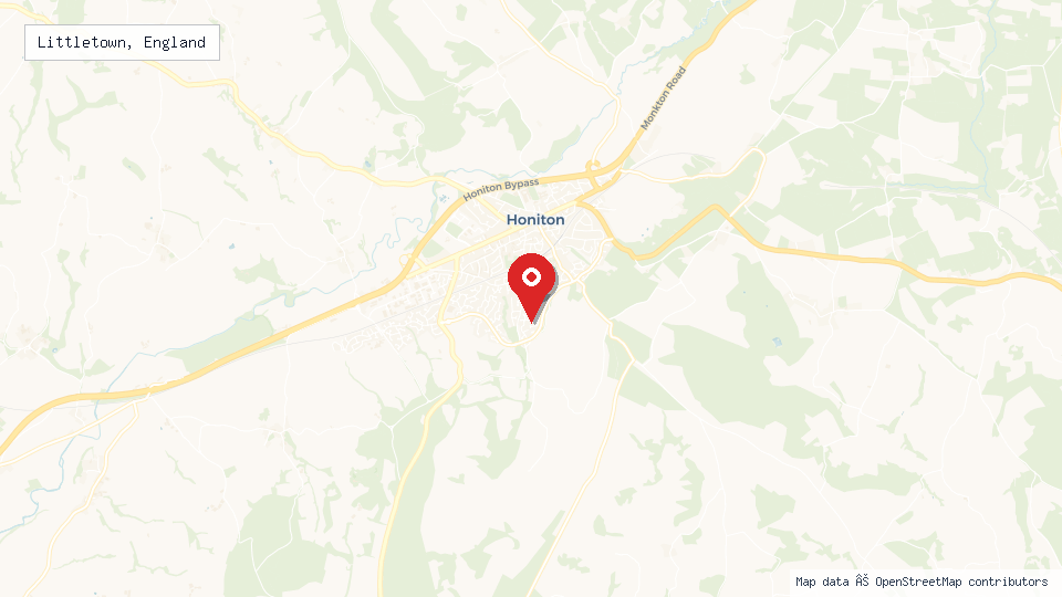 Street map of Littletown, England with location pin