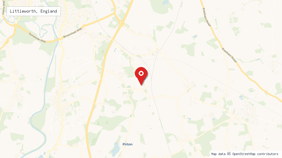 Street map of Littleworth, England with location pin