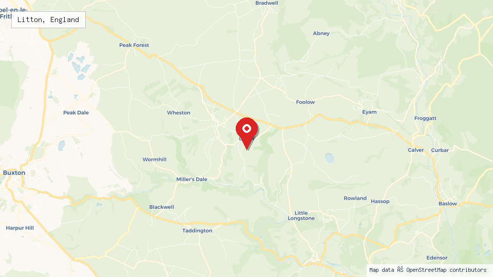 Street map of Litton, England with location pin