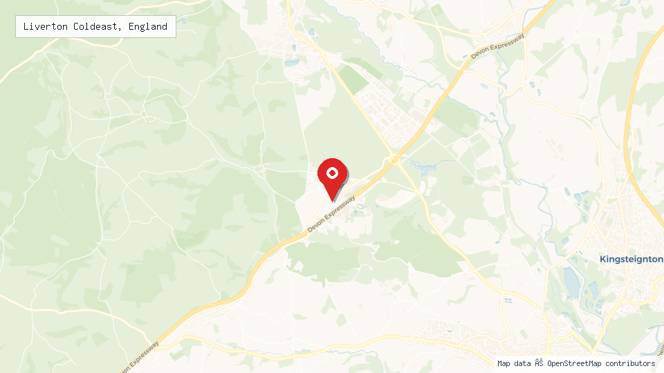 Street map of Liverton Coldeast, England with location pin