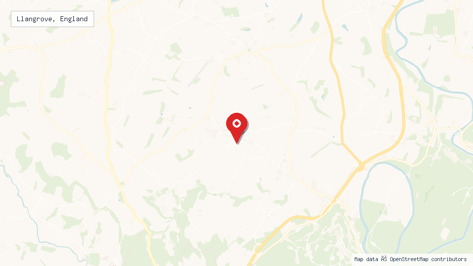 Street map of Llangrove, England with location pin