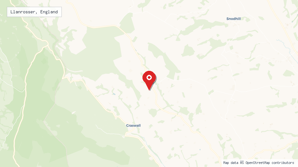 Street map of Llanrosser, England with location pin