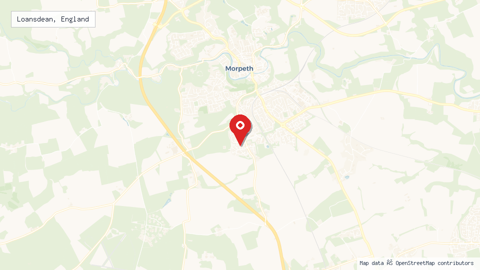 Street map of Loansdean, England with location pin