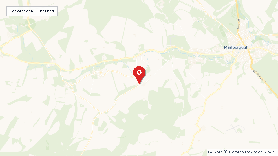 Street map of Lockeridge, England with location pin