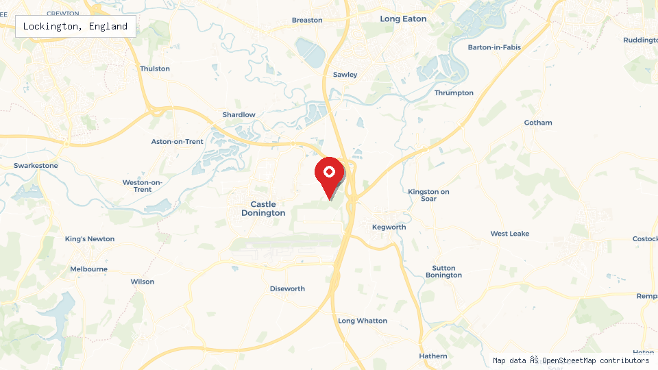 Street map of Lockington, England with location pin