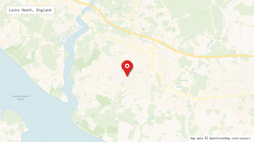 Street map of Locks Heath, England with location pin