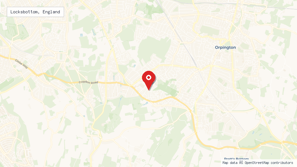 Street map of Locksbottom, England with location pin