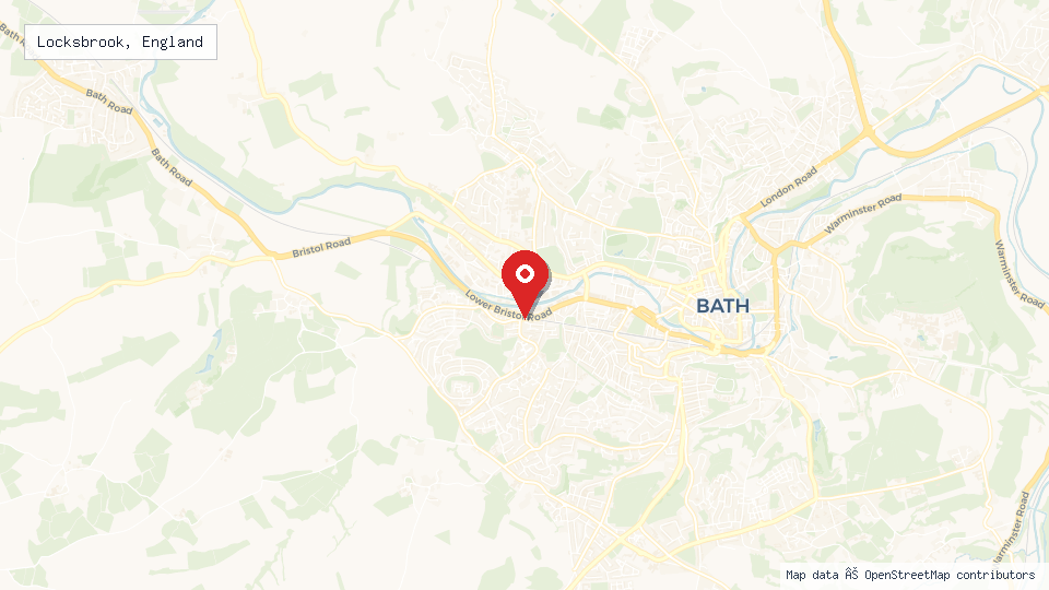 Street map of Locksbrook, England with location pin
