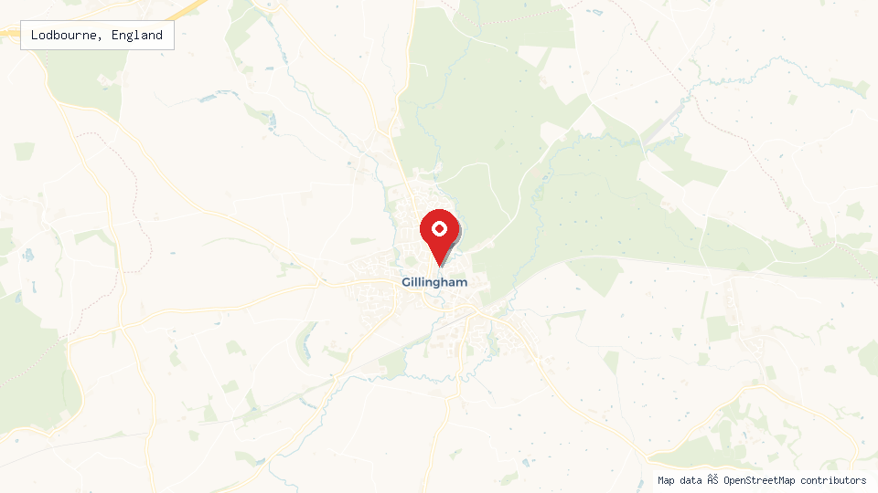 Street map of Lodbourne, England with location pin
