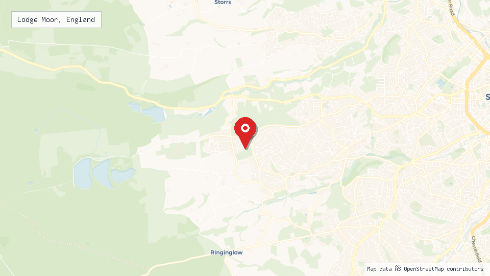 Street map of Lodge Moor, England with location pin