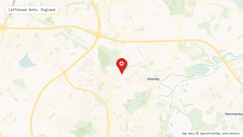 Street map of Lofthouse Gate, England with location pin