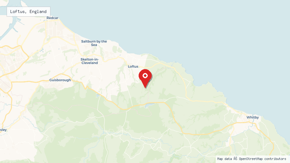 Street map of Loftus, England with location pin