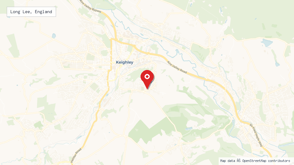 Street map of Long Lee, England with location pin