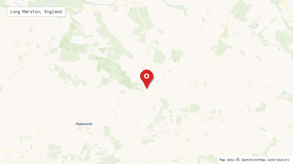 Street map of Long Marston, England with location pin
