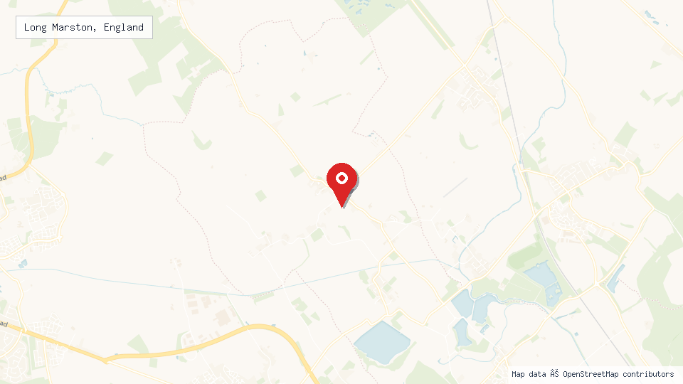 Street map of Long Marston, England with location pin