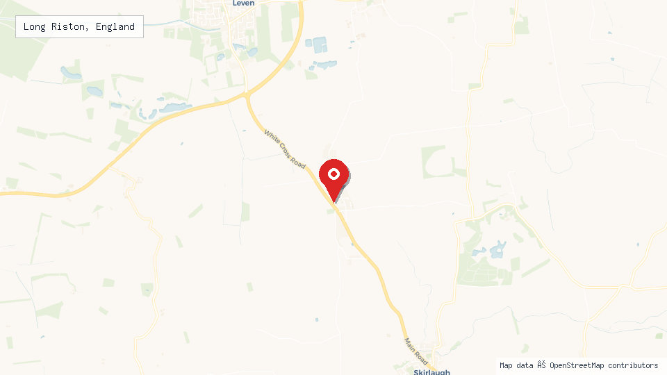 Street map of Long Riston, England with location pin