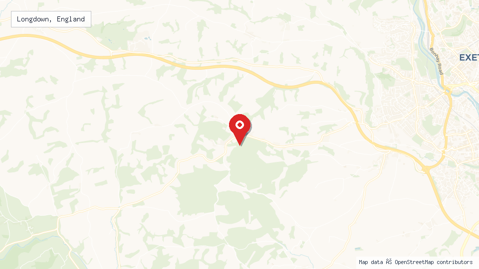 Street map of Longdown, England with location pin