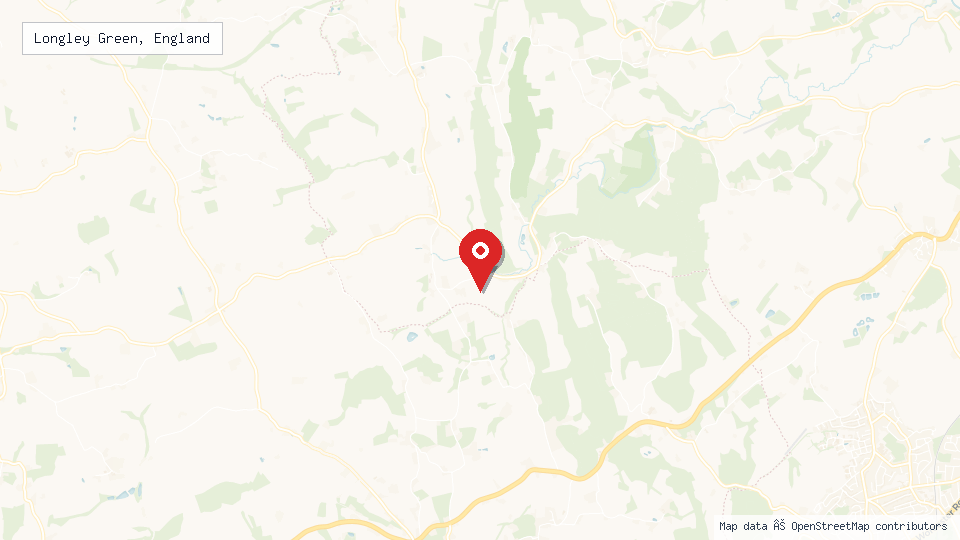 Street map of Longley Green, England with location pin