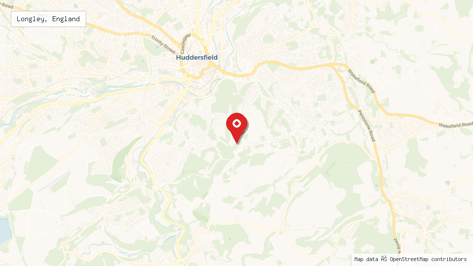 Street map of Longley, England with location pin