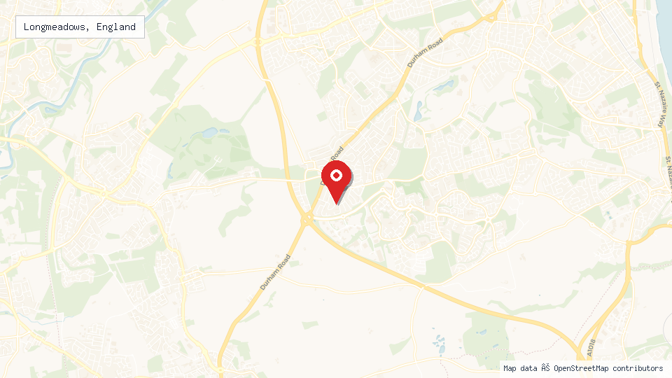 Street map of Longmeadows, England with location pin