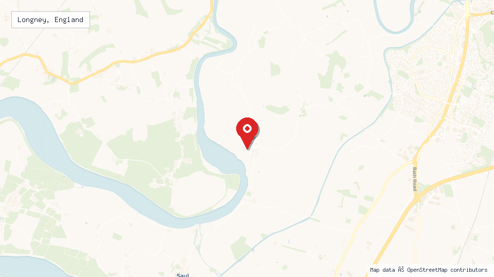 Street map of Longney, England with location pin