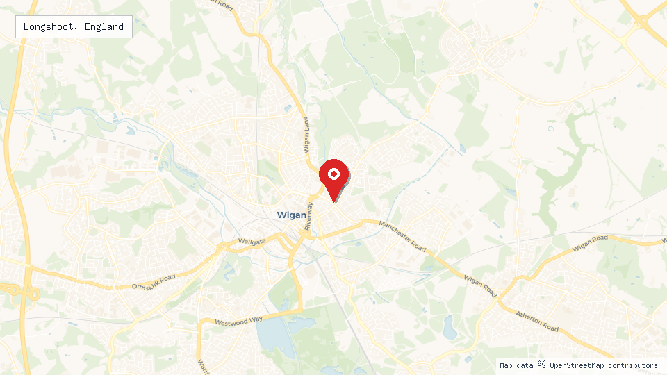 Street map of Longshoot, England with location pin