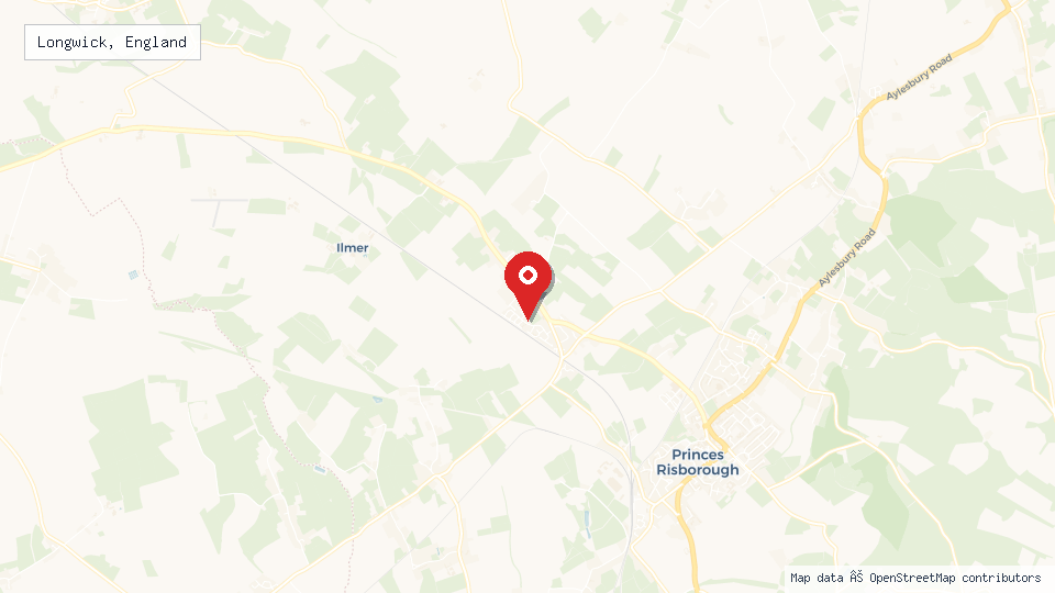 Street map of Longwick, England with location pin