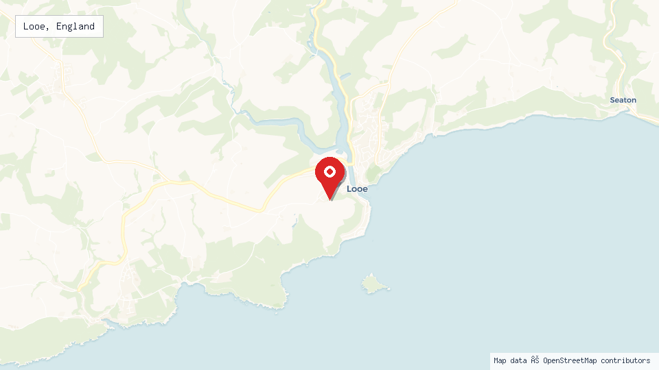 Street map of Looe, England with location pin