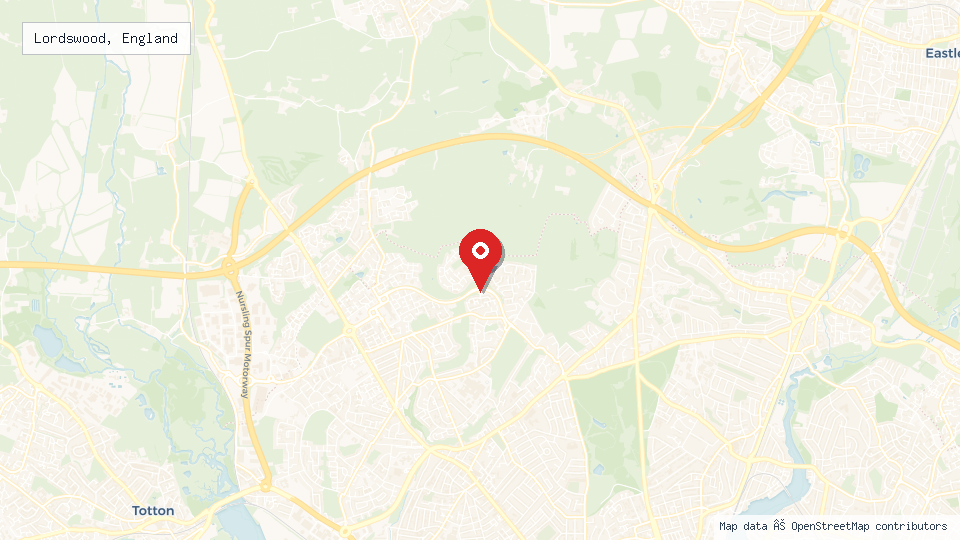 Street map of Lordswood, England with location pin
