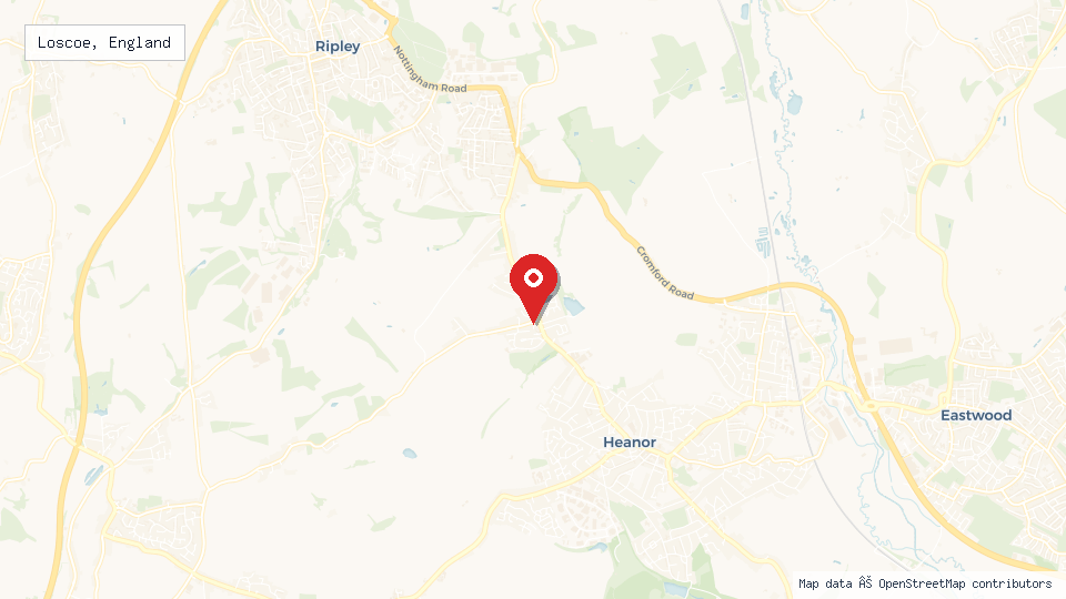 Street map of Loscoe, England with location pin